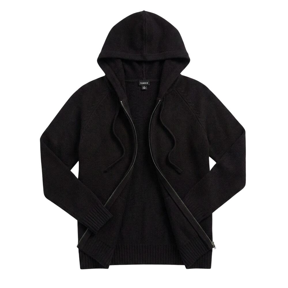 Torrid Women's L Goth Grunge Whimsigoth Indie Biker Ribbed Zip Up Hooded Sweater